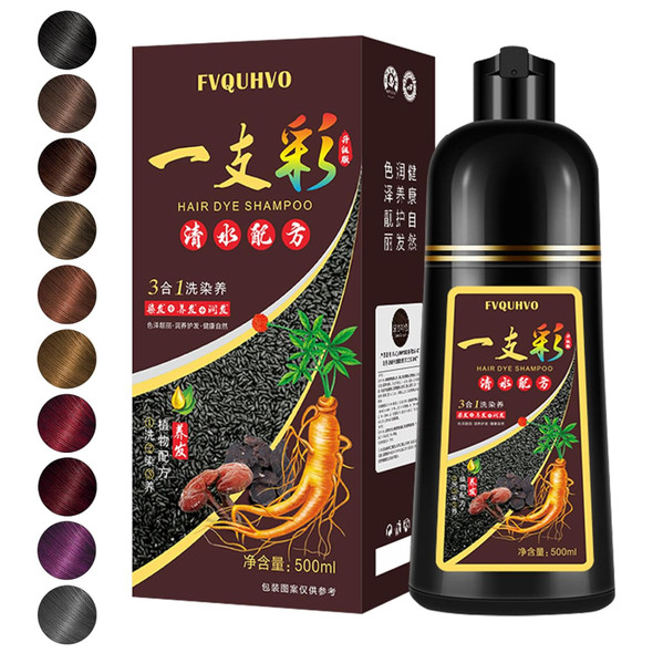 Hair Dye Shampoo 3 In 1 Hair Color Shampoo Semi-Permanent Hair Color Instant Dark Brown Hair Dye Safe & Professional Hair Dye Shampoo Easy To Use For Salon & Home Diy 16.9 Fl Oz (Dark Brown)
