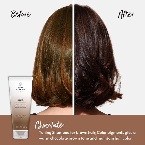 Four Reasons Hair Color Shampoo (8 Colors) - Sulfate  Rich Brown Hair Toner - Color Depositing Shampoo For Color Treated Hair Vegan 8.45 Fl Oz (Chocolate/Brown)
