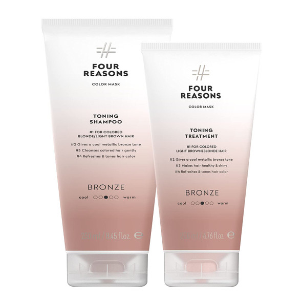 Four Reasons Color Mask Bronze Toning Shampoo 8.5 Fl Oz & Toning Treatment 6.8 Fl Oz – Bundle - Vegan Cruelty-