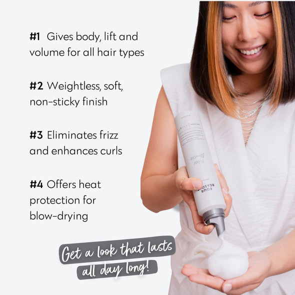 Four Reasons Professional Curl Enhancing Volumizing Mousse - Long-Lasting Flexible Hold For Curly Wavy And Straight Hair Vegan 6.8 Oz