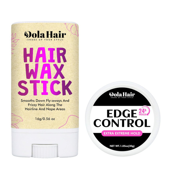 Dolahair Hair Wax Stick For Flyaways Kids Slick Pomade Stick And Hair Bun Maker Girls Hair Accessories (16G Wax Stick + Edge Gel)