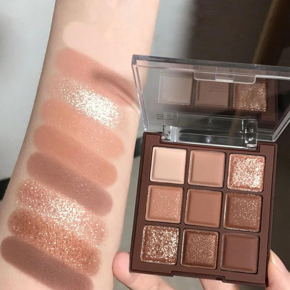 Erinde 9 Colors Eyeshadow Palette Matte Shimmer Glitter Eye Shadow Palette Makeup Highly Pigmented Long Lasting Waterproof Natural Neutral Nude Eyeshadow Makeup Pallet Chocolate Brown