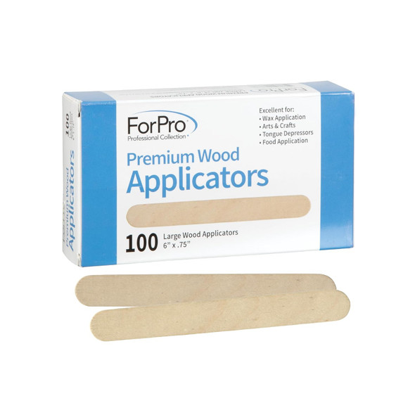 Forpro Professional Collection Premium Wood Applicators Non-Sterile Hair Removal Waxing Sticks Large 6' L X .75' W 100-Count