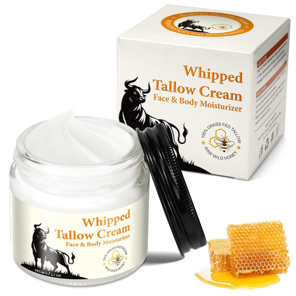 Beef Tallow Honey Lotion Cream Natural Grass-Fed Beef Tallow Cream With Raw Honey Provide All-Around Hydration And Moisturization & Multivitamin Rich Replenish Your Skin With Nutrients