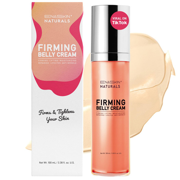 Enaskin Naturals Belly Firming Cream: B Flat Skin Tightening Cellulite & Stretch Mark Reduction Cream For Stomach Thighs And Booty - Hydrating Body Lotion For Women & Men 3.38 Fl. Oz
