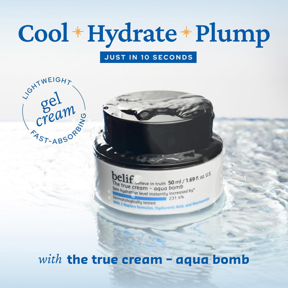 Belif Aqua Bomb Back To School Skincare Set: Korean Skincare Set With Aqua Bomb Moisturizer Peptide Eye Bomb Cream Frozen Cream 4-Step Skincare For All Skin Types