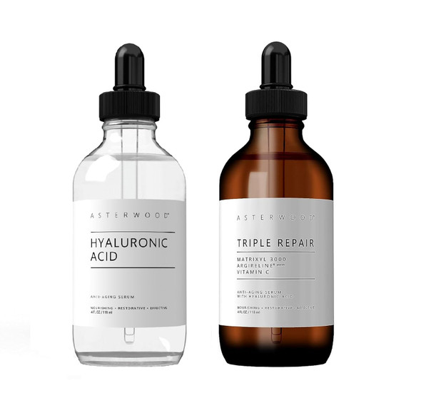 Asterwood Hyaluronic Acid Serum 4 Oz + Triple Repair Matrixyl 3000 4 Oz