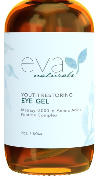 Eye Gel - Larger Size 60 ml Bottle - Best Firming Eye Cream Treatment for Dark Circles, Puffy Eyes, Crow's Feet, Fine Lines & Under Eye Wrinkles by Eva Naturals