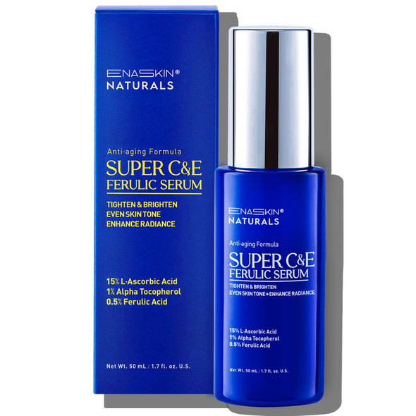Super C Serum For Face: Enaskin Naturals Vitamin C Face Serum With Ferulic Acid For Women Mature Skin Premium Formula Vit C Facial Serum For Brightening Dark Spots And Glowing Up Skin - 1.7 Oz