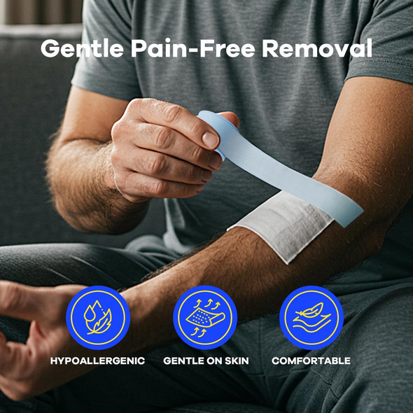 Komoko Medical Tape (2 Pack) Surgical Tape Pain- Removal Micropore Tape Waterproof Bandages For Wound Care Hypoallergenic Repositionable Adhesive Tape For Sensitive Skin 1' X 4 Yards