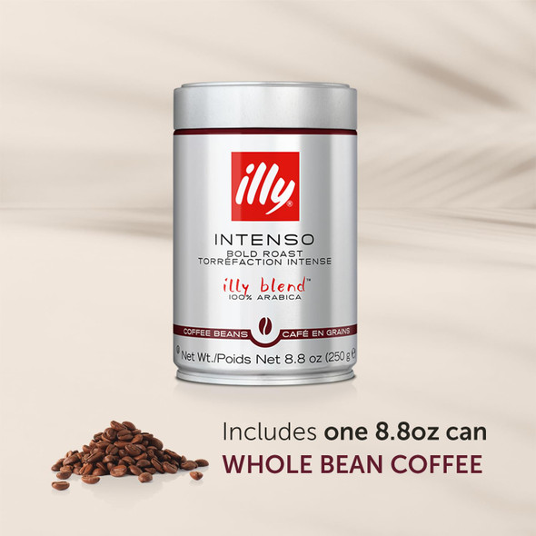 Illy Intenso Whole Bean Coffee  Dark Roast  Intense, Robust And Full Flavored With Notes Of Deep Cocoa, 100% Arabica Coffee,No Preservatives  8.8 Ounce Pack Of