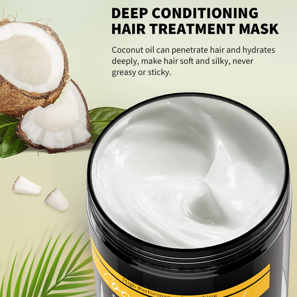 Ingbear Hair Mask for Dry Damaged Hair Keratin Hair Deep Conditioning Hydrating for Coloured Hair Coconut Oil Hair mask for Women with Curly Hair 500ML