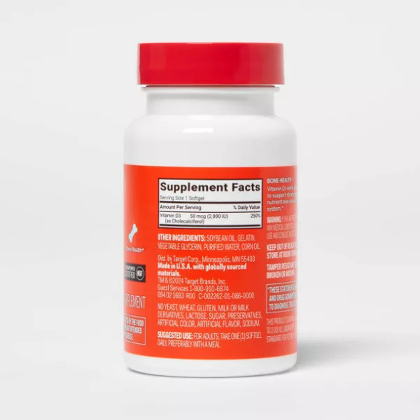 up&up Vitamin D3 Dietary Supplement Softgels 100
