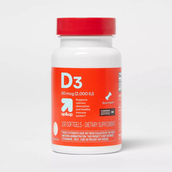up&up Vitamin D3 Dietary Supplement Softgels 100