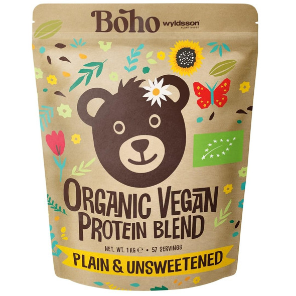 Boho Unflavoured Organic Vegan Protein Powder Blend 1kg - 57 Servings