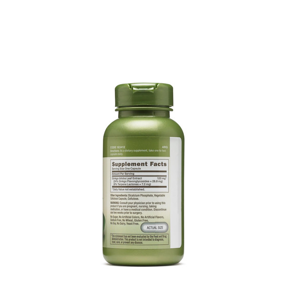 GNC Herbal Plus Ginkgo Biloba 120mg Mental Sharpness Support 100 Servings