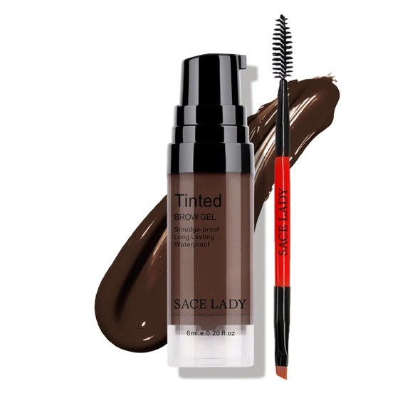 SACE LADY 3D Eyebrow Gel Long Lasting 24 Hours Waterproof Smudge-proof Brow Cream Makeup Kit (02 DARK BROWN 0.2Fl Oz)