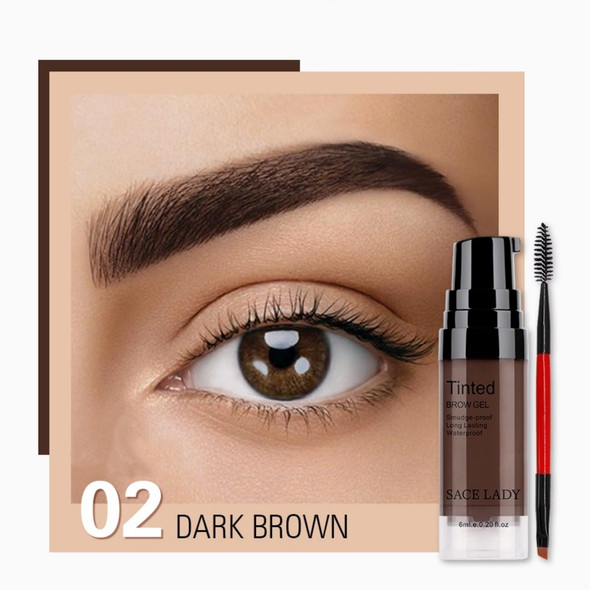SACE LADY 3D Eyebrow Gel Long Lasting 24 Hours Waterproof Smudge-proof Brow Cream Makeup Kit (02 DARK BROWN 0.2Fl Oz)