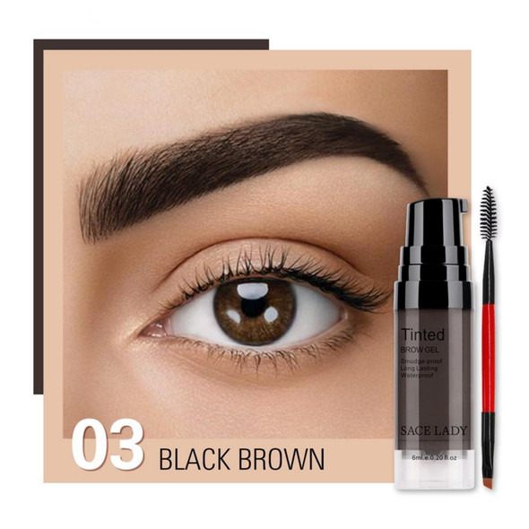 SACE LADY 3D Eyebrow Gel Long Lasting 24H Waterproof Smudge-proof Brow Cream Makeup Kit (03 BLACK BROWN 0.2Fl Oz)