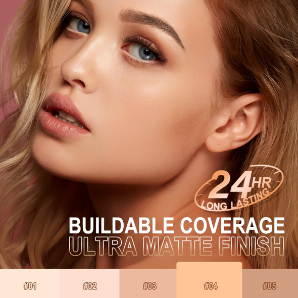 SACE LADY Oil Control BB Cushion Foundation Full Coverage Long Lasting Ultra Matte BB Foundation Makeup Covers Face Blemishes Evens Skin Tone Face Cosmetics 0.42Oz (#04 0.42Oz)