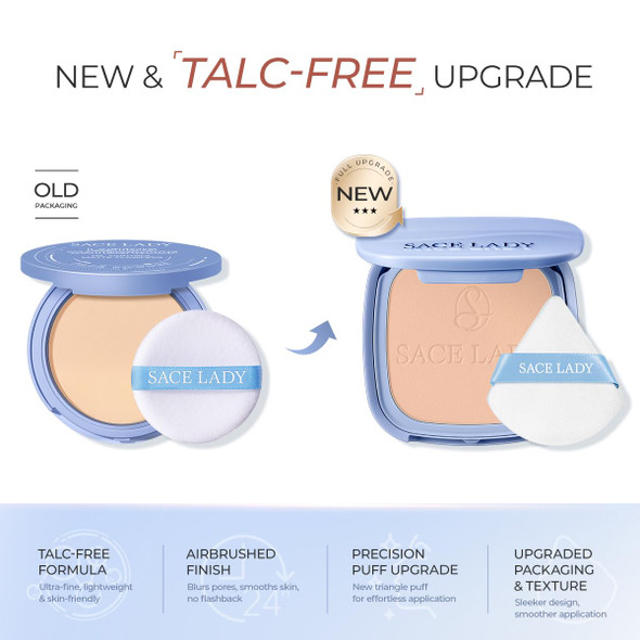 SACE LADY Face Powder Waterproof Setting Makeup Talc-Free Oil Control Pressed Powder Compact for Women Blurring Pores Matte Long Lasting Up to 24 Hours Cruelty-Free (#04 Medium-Tan 0.35Oz)