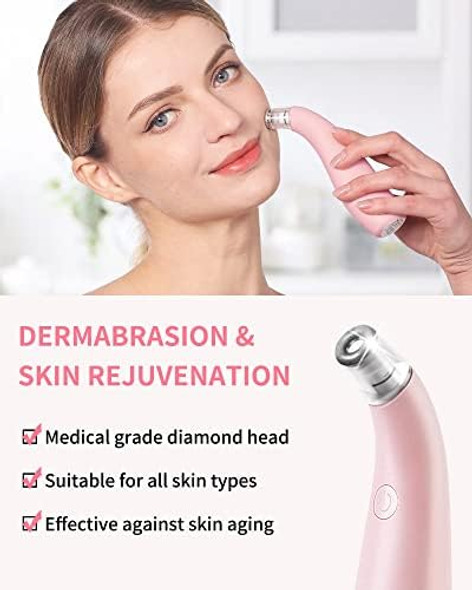 dermo2-In-1 Microdermabrasion Machine For Facial Diamond Microdermabrasion Device Usb Rechargeable (Pink) With Microdermabrasion Machine Pro(White)