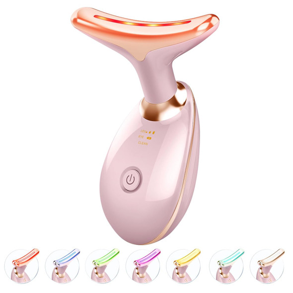 Fastaid 7-In-1 Skin Care Tools Face Care Face Neck Massager For Skin Care Routine At Home Glossy Pink