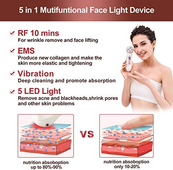 Mismon High Frequency Facial Machine 5 In 1 Facial Massager Micro-Current Recharable Facial Frequency Device