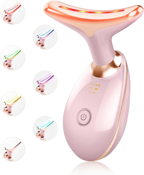 Yolopim Face Beauty Device Multifunctional Facial Massager 7 Color Portable Face Massager Tool For Skin Care Glossy White