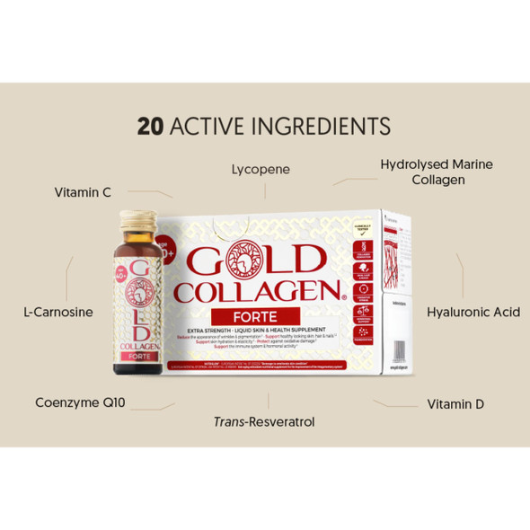 GOLD COLLAGEN Forte - Anti Wrinkle Collagen Supplements for Women & Men with Biotin Vitamin C Hyaluronic Acid Marine Collagen for Hair Skin Nail - Antioxidan Immune System Booster 1 Pack 10x50 ml