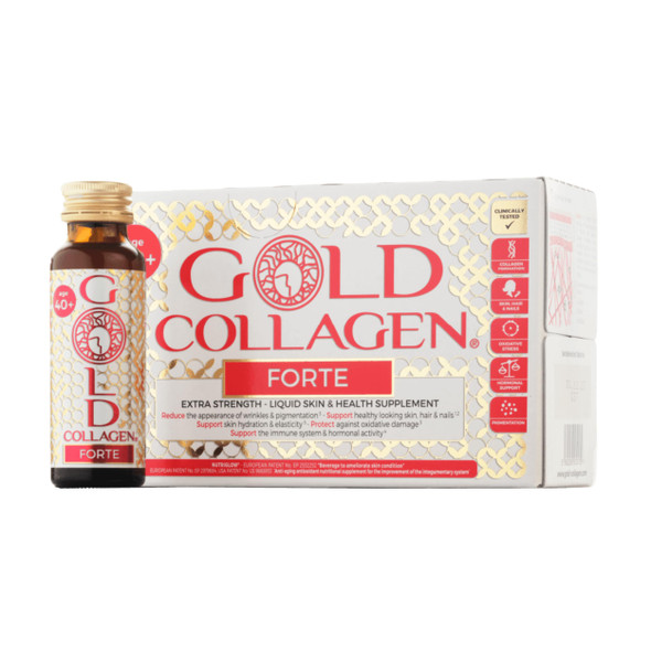 GOLD COLLAGEN Forte - Anti Wrinkle Collagen Supplements for Women & Men with Biotin Vitamin C Hyaluronic Acid Marine Collagen for Hair Skin Nail - Antioxidan Immune System Booster 1 Pack 10x50 ml