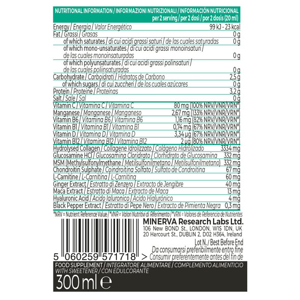 GOLD COLLAGEN Joint Health - Collagen Supplements for Women & Men Supplement Joints for Muscles and Bones with Vitamin D Vitamin C and Hyaluronic Acid 300 ml