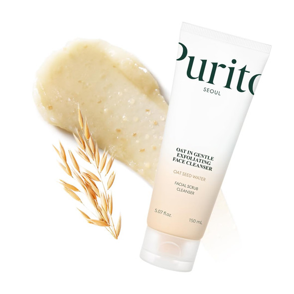 Purito Oat Exfoliating Facial Polish Cleanser  Hydrating Daily Face Wash with Gentle Scrub Clay Pore Minimizing Panthenol Oat Seed Water Vegan Non-comedogenic Korean Skin Care 5.07 fl.oz