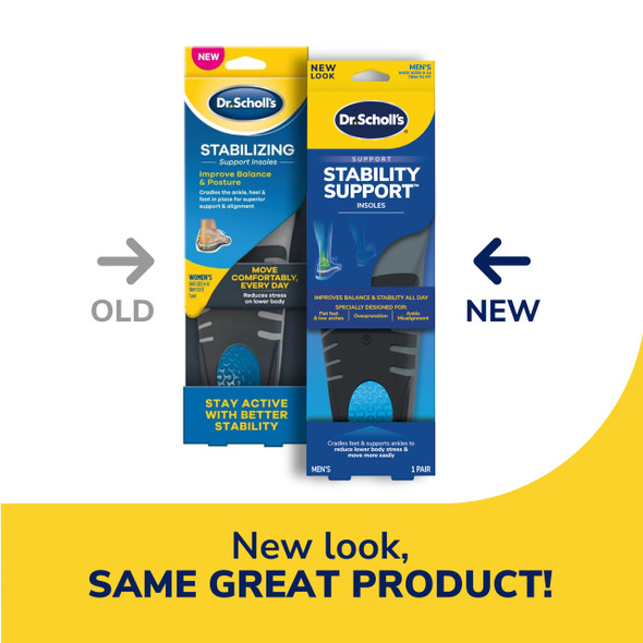 Dr. Scholl's Stability Support Insoles Flat Feet & Overpronation Low Arch Support Improves Balance & Stability Motion Control Trim Inserts to Fit Shoes Men's Size 8-14
