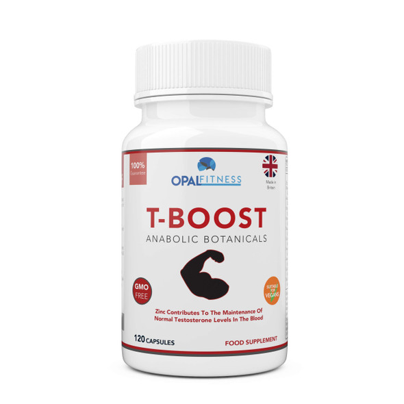 OPALFITNESS Testosterone and Libido Booster for Men by Opal Fitness - Anabolic Male Enhancing Vegan Capsules - Maca Root Ginkgo Biloba Korean Ginseng - Reduce Stress & Cortisol - Produced in UK - 120 Capsules