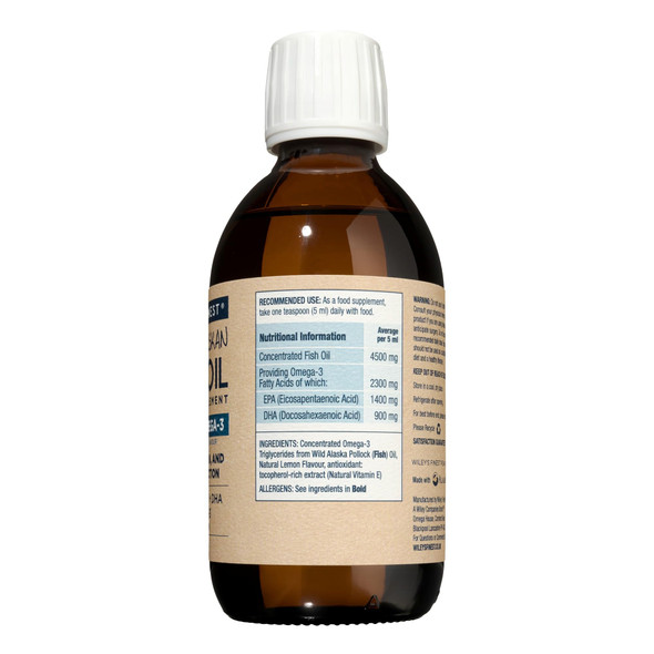 Wiley's Finest Wild Alaskan Fish Oil Peak Omega-3 Liquid Supplement - 2300mg EPA and DHA Omega-3s - Lemon Flavor - 8.45 Oz (50 Servings)