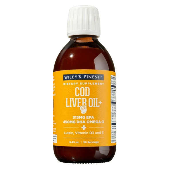 Wiley's Finest Cod Liver Oil - Orange Flavored Omega-3 Fish Oil Supplement - 765mg Omega-3s - 8.45 Oz (50 Servings)