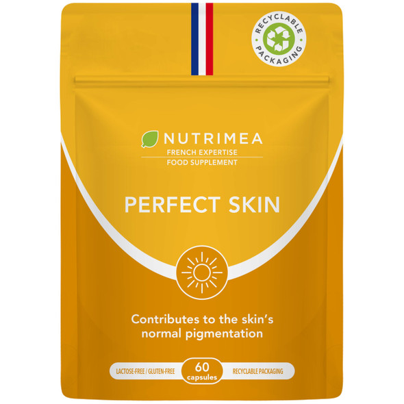 Laboratoires Nutrimea PERFECT SKIN - Tanning Accelerator Tablets - Natural Sun Protector - Bronzed Glow - 60 vegan capsules - Beta Carotene and Burdock - French Expertise - Nutrimea