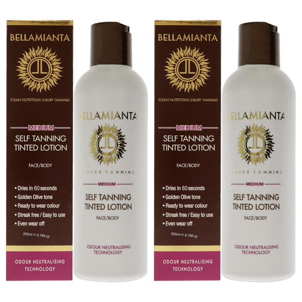 Bellamianta Self-Tanning Tinted Lotion - Medium Bronzer Women 6.76 oz Pack of 2