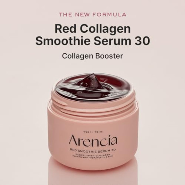 Arencia Overnight Red Smoothie Face Mask Serum, Glowing & Soothing With 30% Red Collagen, Niacinamide, Peptide, Vitamin E