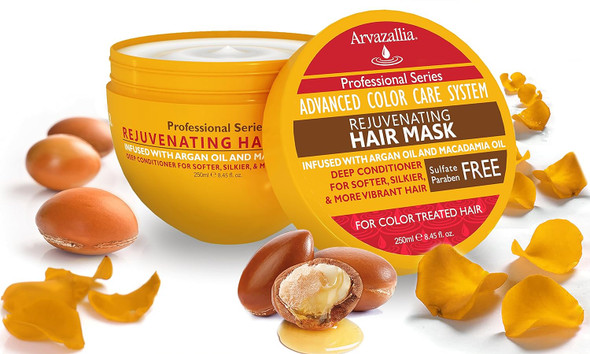 Arvazallia Rejuvenating Hair Mask And Deep Conditioner For Color Treated Hair With Argan Oil And Macadamia Oil Sulfate  & Paraben