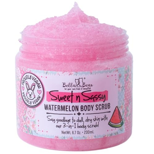 Bella & Bear Sweet N Sassy Watermelon Body Scrub, 3-In-1, 6.7 Oz, Exfoliating, Cleansing, Moisturizing Bella & Bear Sweet N Sassy Watermelon Body Scrub, 3-In-1, 6.7 Oz, Exfoliating, Cleansing, Moisturizing