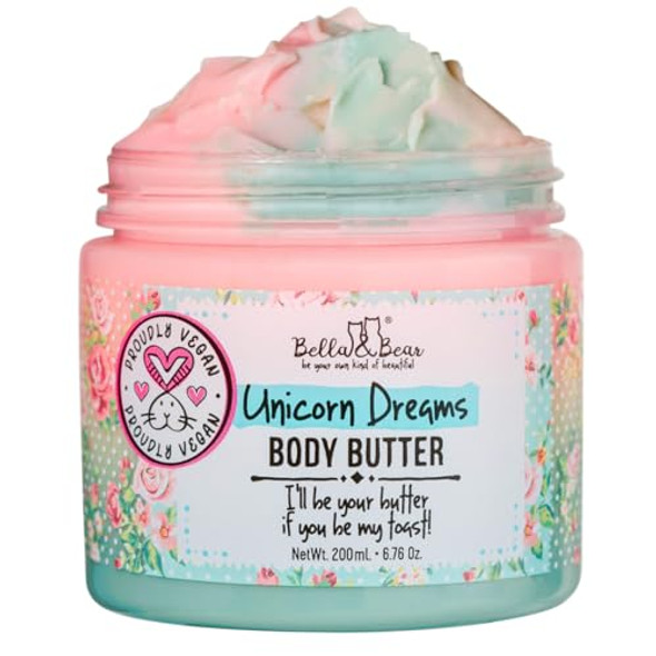 Bella & Bear Unicorn Dreams Body Butter - Skin Care Vegan, Cruelty-, Nourishing Butter Cream - Hydrating & Moisturizing Skincare - All Skin Types - Mango & Pineapple With A Hint Of Vanilla