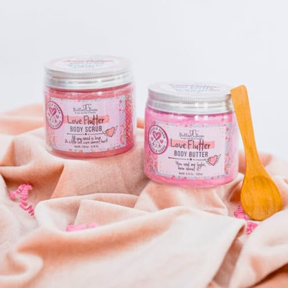 Bella And Bear Love Flutter  Set  Body Scrub  Body Butter  Valentines  For Her