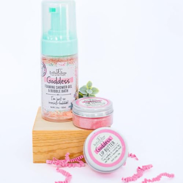 Bella & Bear Goddess Mini Bath & Body  Set With 2 In1 Foaming Shower Gel & Bubble Bath, Lip Scrub, Lip Butter -  - Teens - Tweens - Women