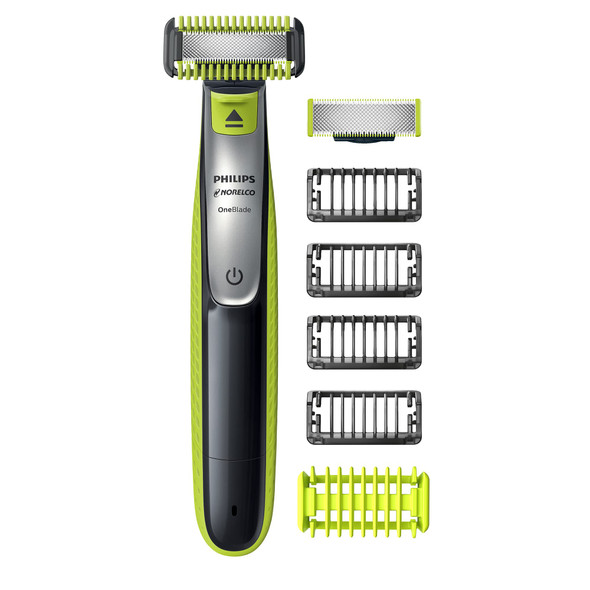 Philips Norelco OneBlade Face + Body, Hybrid Electric Trimmer and Shaver, QP2630/70, Black/Green/Silver