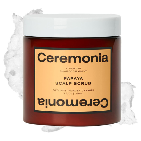Ceremonia Papaya Scalp Scrub Exfoliating Shampoo Treatment With Papaya Enzymes Pink Salt Detox, 8 Fl Oz  236 Ml