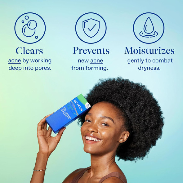 Differin Acne Face Wash With 5% Benzoyl Peroxide, Daily Deep Cleanser By The Makers Of Differin Gel, Gentle Skin Care For Acne Prone Sensitive Skin, 4 Oz (Packaging May Vary)
