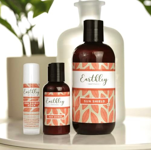 Earthley Wellness Sun Shield, Moisturizing Botanical Sun Care, Nourishes And Supports Skin Health (8Oz)