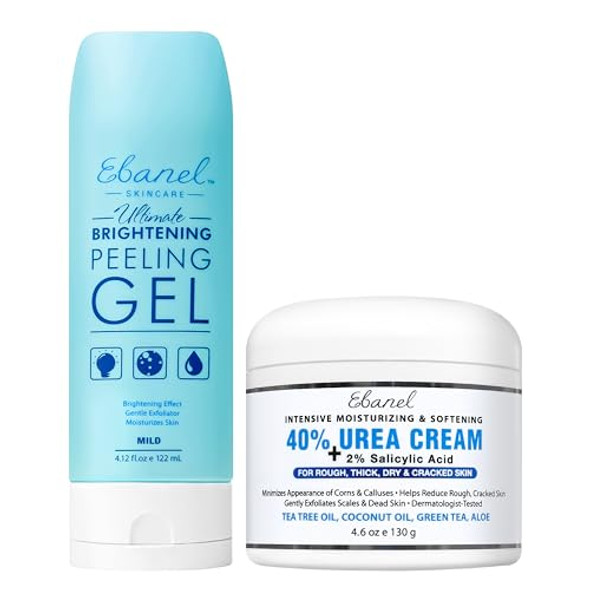 Ebanel Bundle Of 40% Urea Cream 4.6 Oz, And Exfoliating Face Scrub Peeling Gel 4.12 Oz
